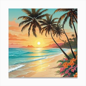 Palm Tree Sunset Art Prin (6) Canvas Print