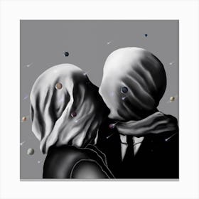 Two Saturns One Space Square Canvas Print