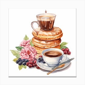 Brunch Delicious Watercolor Coffee Canvas Print