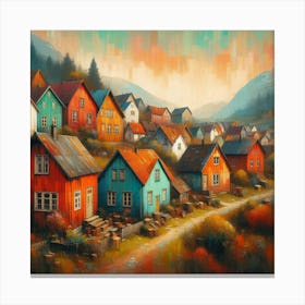 Colorful Houses In Norway Canvas Print