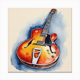 Watercolor Guitar Canvas Print