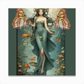 Mermaid With Butterflies Canvas Print