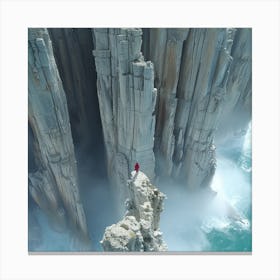 Person Standing On Cliffs Canvas Print