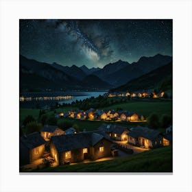 Night In The Village 3 Canvas Print