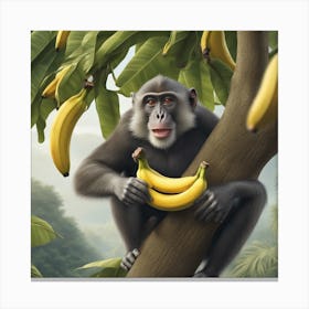 Monkey Eating Bananas Canvas Print