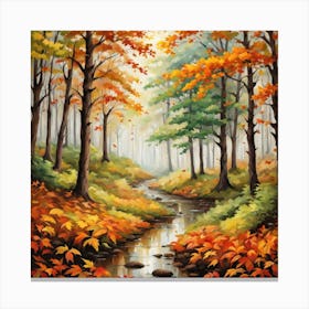 Forest In Autumn In Minimalist Style Square Composition 65 Canvas Print