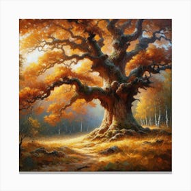 Oak Tree In Autumn Canvas Print