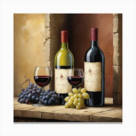 Wine And Grapes art print Canvas Print