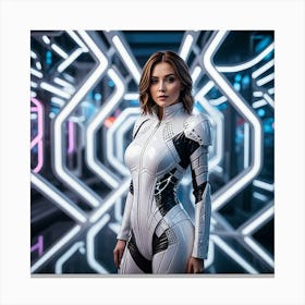 Futuristic Girl In Futuristic Suit Canvas Print