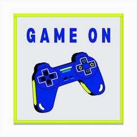 Game On Gaming Room Blue Canvas Print