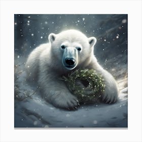Playing in the Snow, a Polar Bear Cub Canvas Print