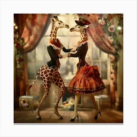 Giraffes Dancing Canvas Print