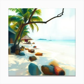 Tropical Beach Scene Canvas Print