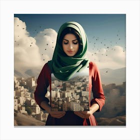 Portrait Of A Woman Holding A Book Canvas Print