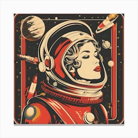 Soviet Themed Cosmonaut Woman Canvas Print