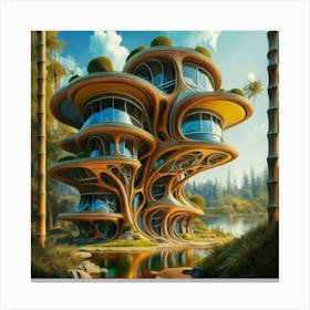 Huge colorful futuristic house design with vibrant details 21 Canvas Print