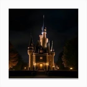 Disney Castle At Night Canvas Print