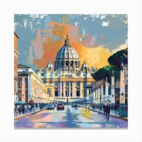 A Vatican City In Rome Expressive Strokes Illust 1719920685 4 Canvas Print