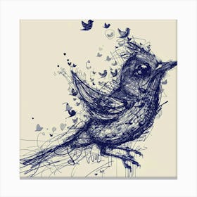 Bird Drawing Hand Drawn Sketch Canvas Print