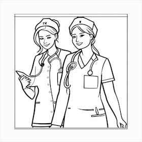 Nurse Coloring Page Canvas Print