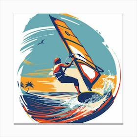 A Windsurfing Vector Design Illustration 1718707331 4 Canvas Print