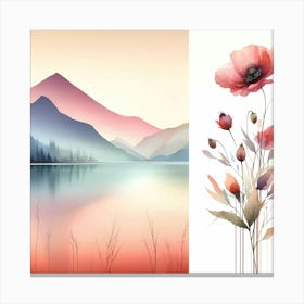 Poppies And Mountains Canvas Print