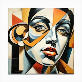 Picasso Style Portrait with Bold Geometric Shapes Canvas Print