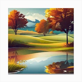 Pond With Trees 2 Canvas Print