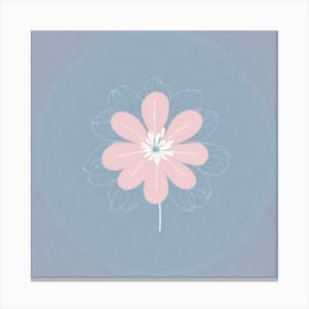 A White And Pink Flower In Minimalist Style Square Composition 428 Canvas Print