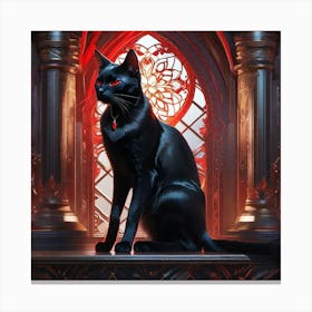 Black Cat With Red Eyes Canvas Print