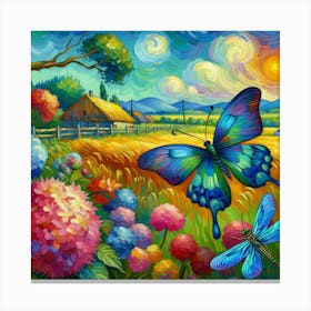 Butterfly In The Field Canvas Print