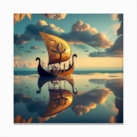 Viking Ship In The Water Canvas Print