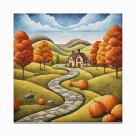 The Winding Road Home. In the middle of the meadows 4 Canvas Print