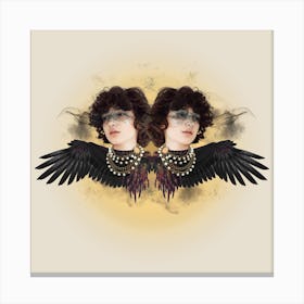 Abstract Bird Woman Square Canvas Print