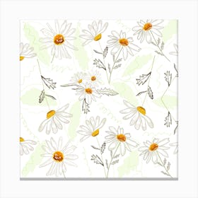 Spring Time Colorful Daisies Pattern Square Canvas Print