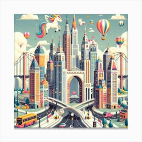 Unicorn City View Canvas Print