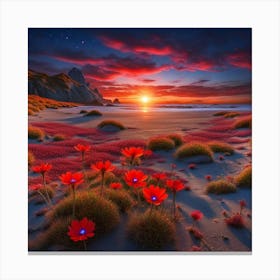 Sunset On A Beach Canvas Print