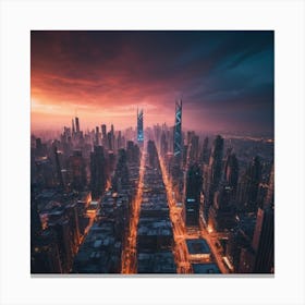 Dubai Skyline At The Break Of Dawn Canvas Print