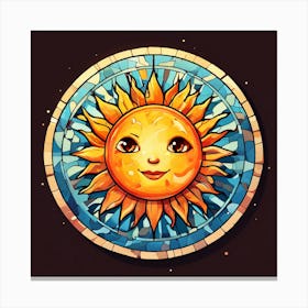 Mosaic Sun A Sun Created From A Mosaic Of Small Tiles 27 Canvas Print