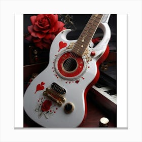 Heartstrings Monarchy Queen Of Hearts Guitar Elegance (15) Canvas Print