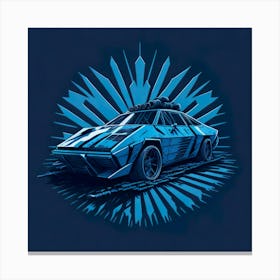 Car Blue Artwork Of Graphic Design Flat (36) Canvas Print