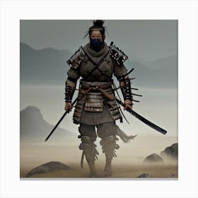 In An Uncharted Land Far away a Worn Samurai roams Canvas Print
