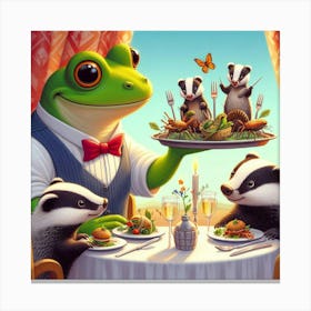 Frogs And Badgers Canvas Print