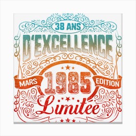 38 Ans Anniversaire Homme Vintage Cadeau Pour Fête Des Pères Canvas Print