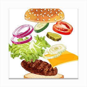 Burger Illustration Canvas Print