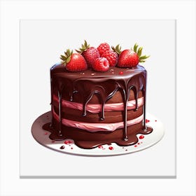 Chocolate Cake With Strawberries 12 Canvas Print