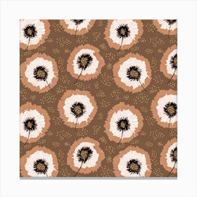 Polka Dot Flower Fringes Mocha Gold Canvas Print