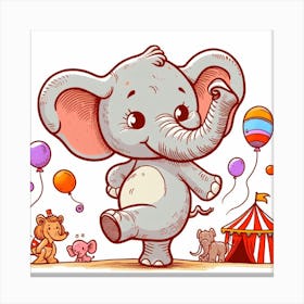 Elephant In A Circus Canvas Print