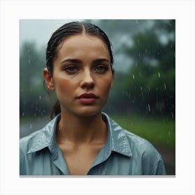 Portrait Of A Woman And Rain Canvas Print