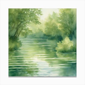 Watercolor Of A River Canvas Print